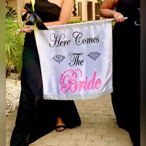 EUC Custom Made Here Comes The Bride Banner